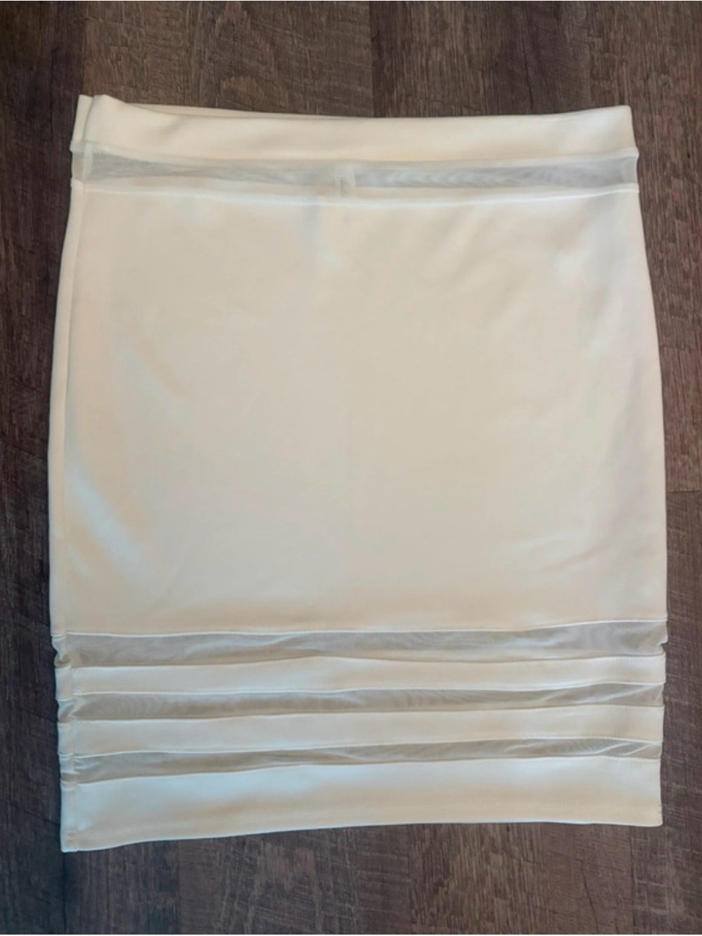 Auditions Off White Pencil Skirt with Sheer Band Details
